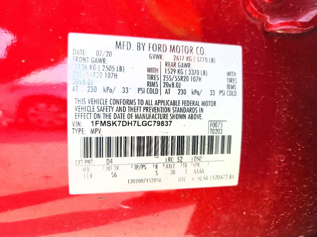 2020 FORD EXPLORER XLT photo 40