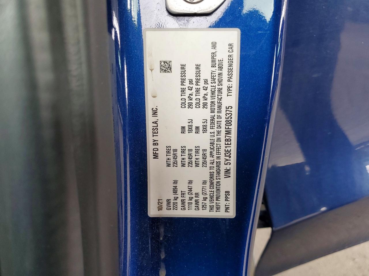 2021 TESLA MODEL 3 photo 23