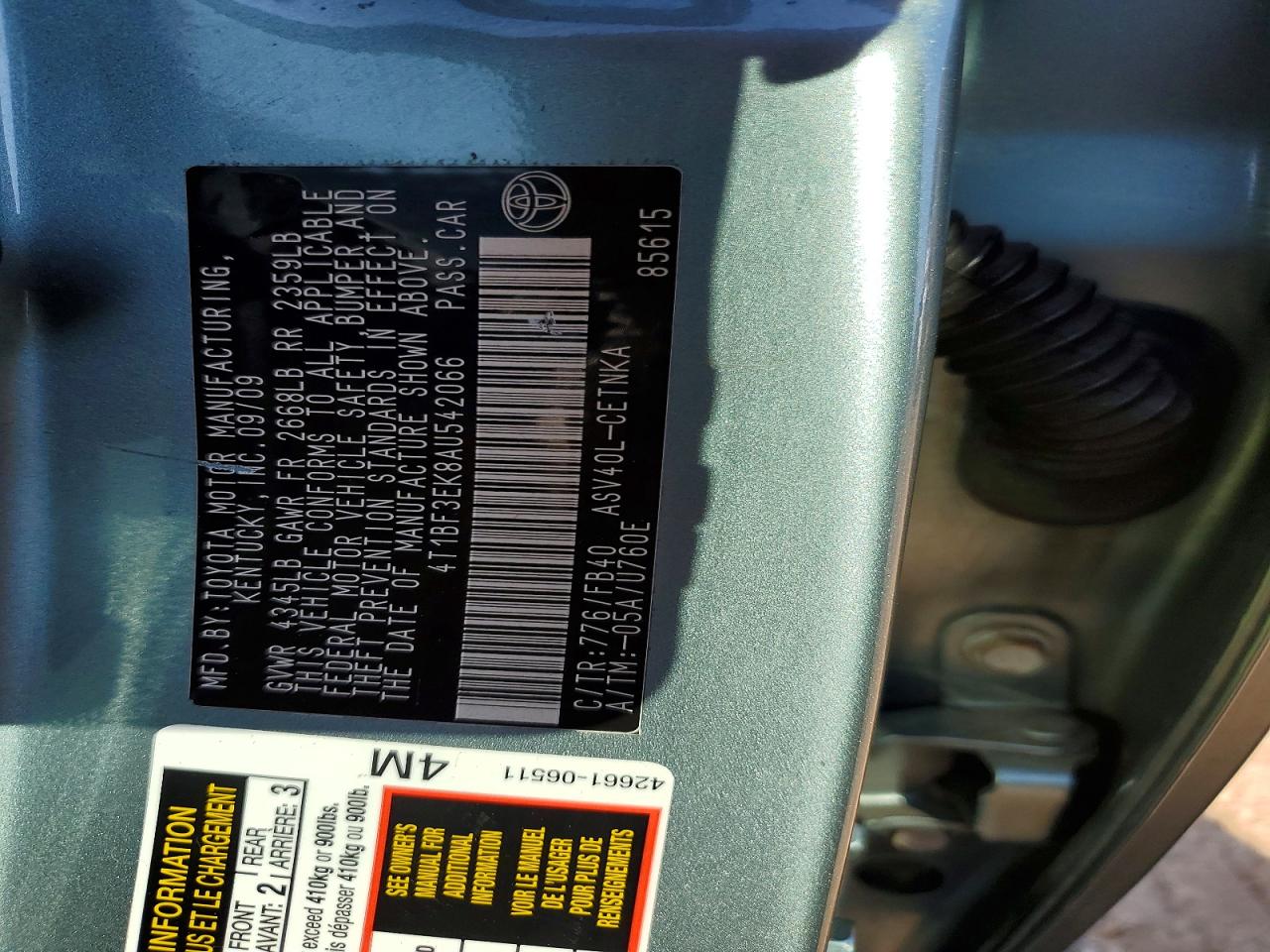 2010 TOYOTA CAMRY LE photo 45