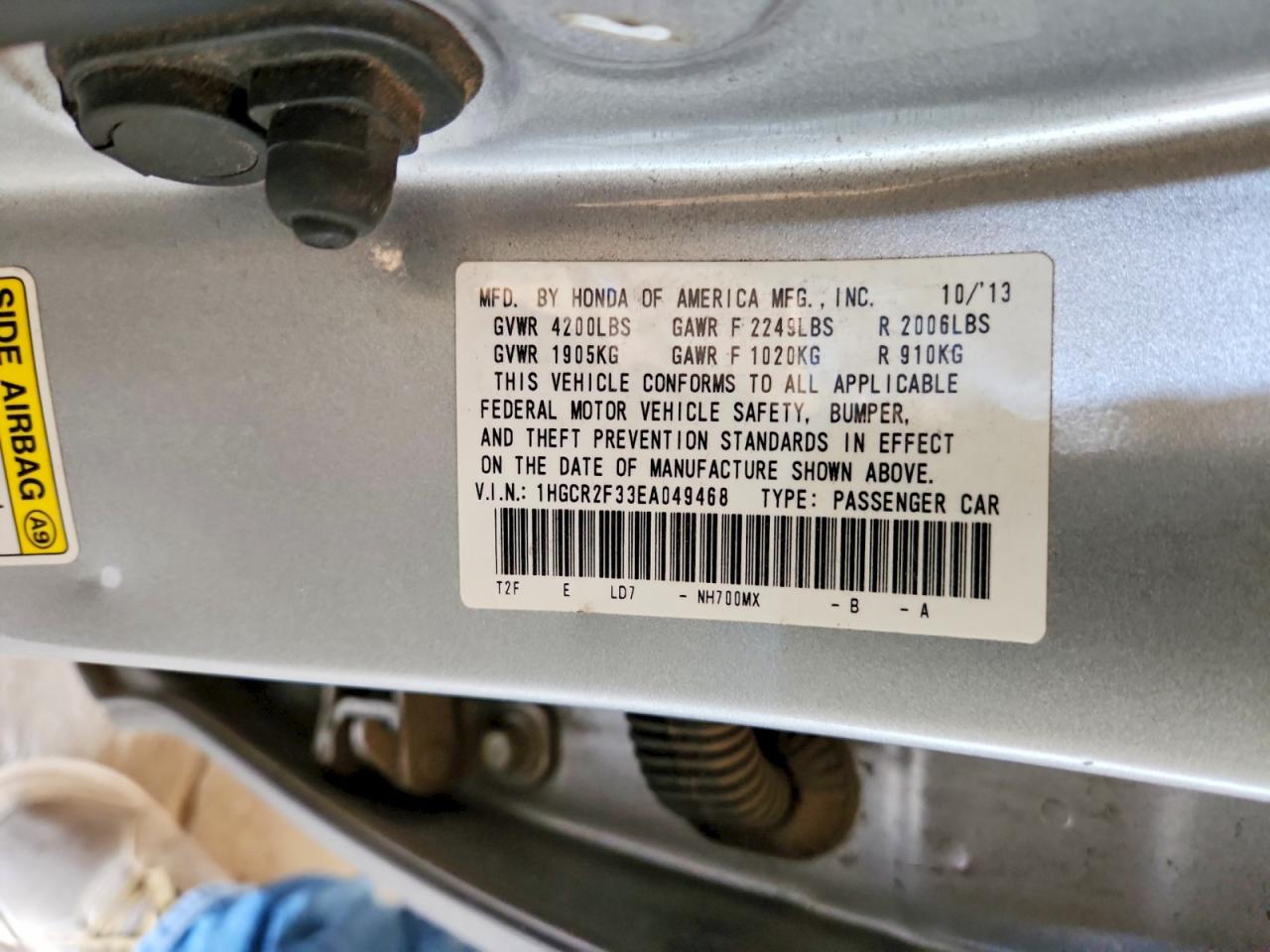 2014 HONDA ACCORD LX photo 12