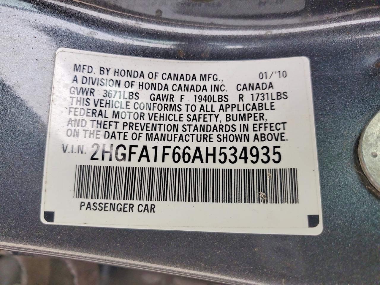 2010 HONDA CIVIC LX-S photo 25
