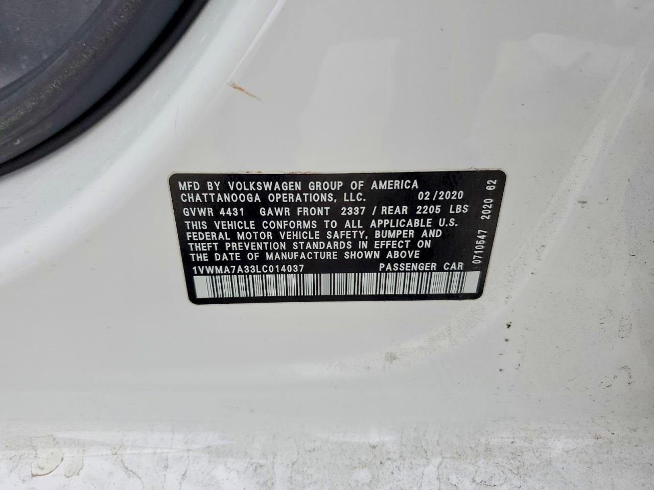 2020 VOLKSWAGEN PASSAT R-LINE photo 12