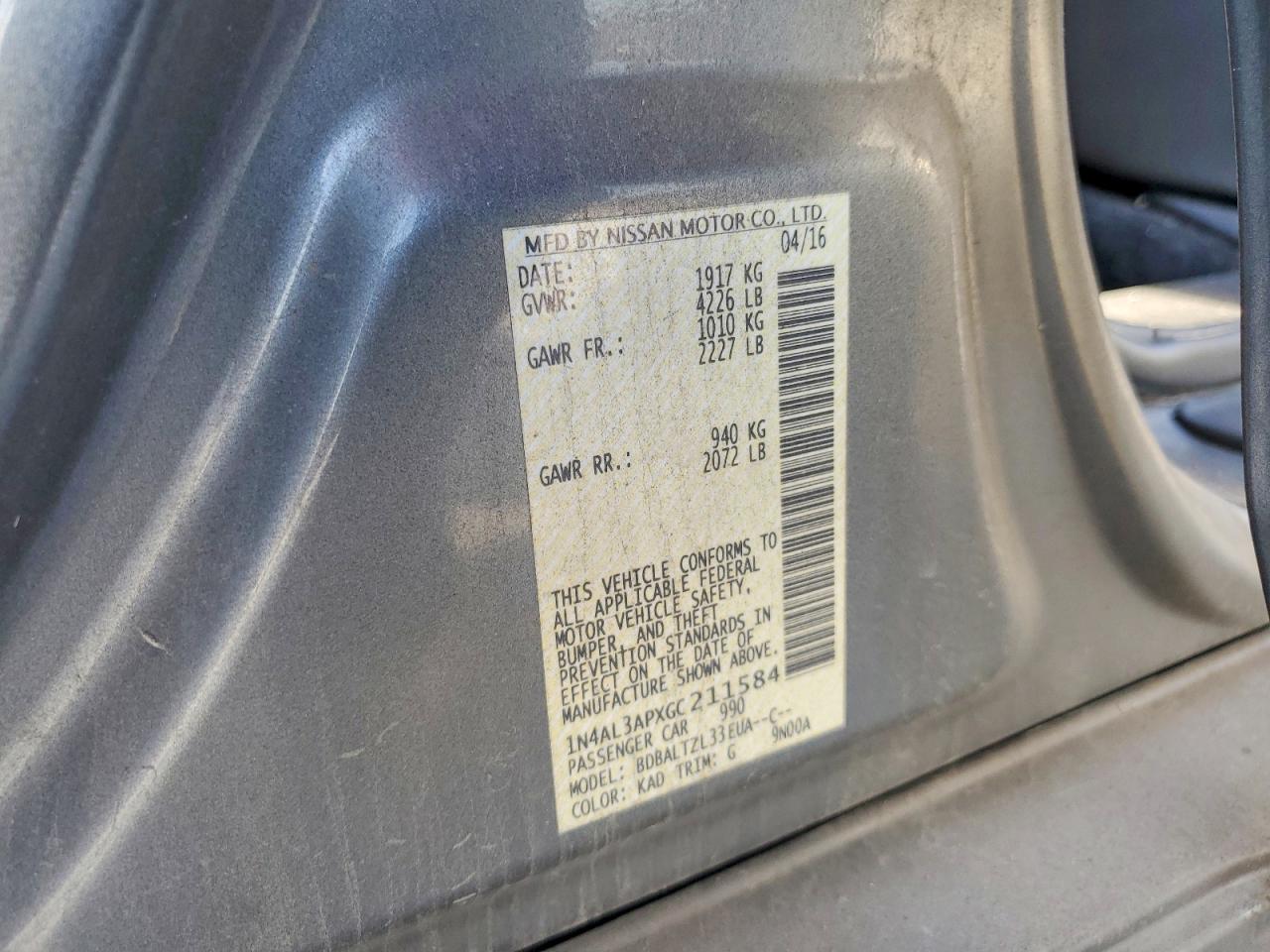 2016 NISSAN ALTIMA 2.5 SL photo 12