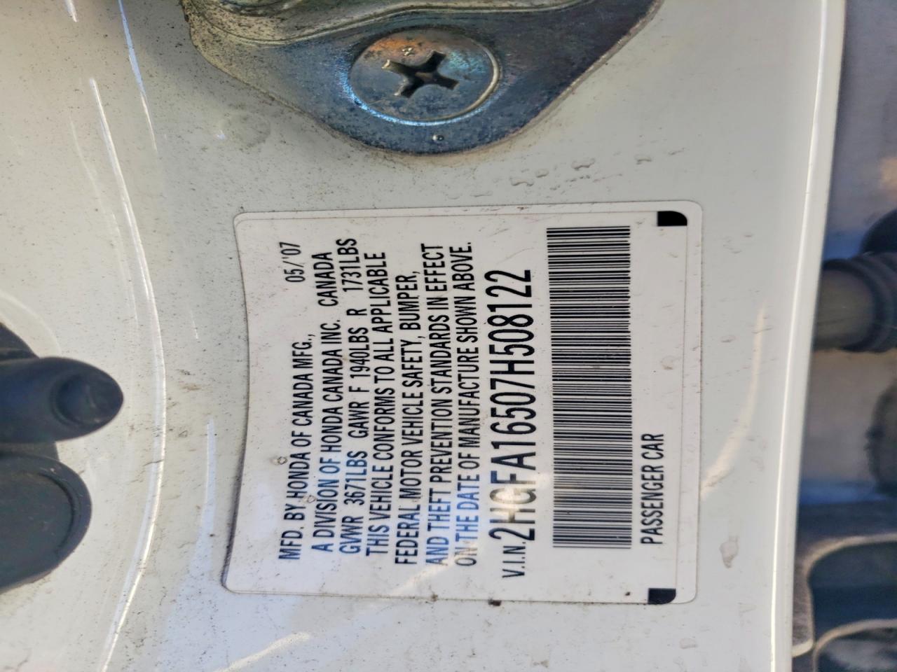 2007 HONDA CIVIC LX photo 23