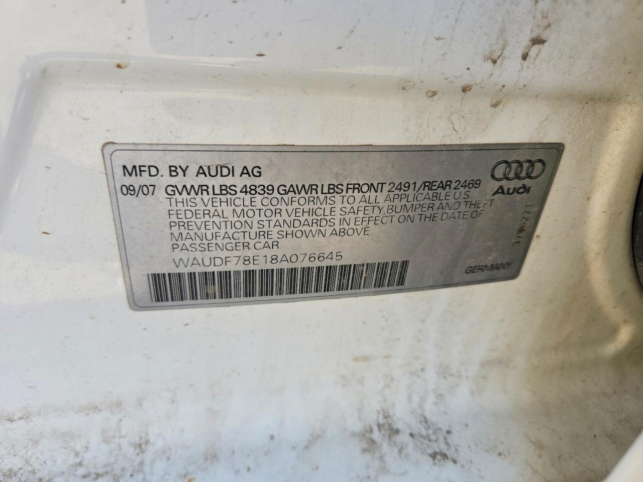 2008 AUDI A4 2.0T QUATTRO photo 25