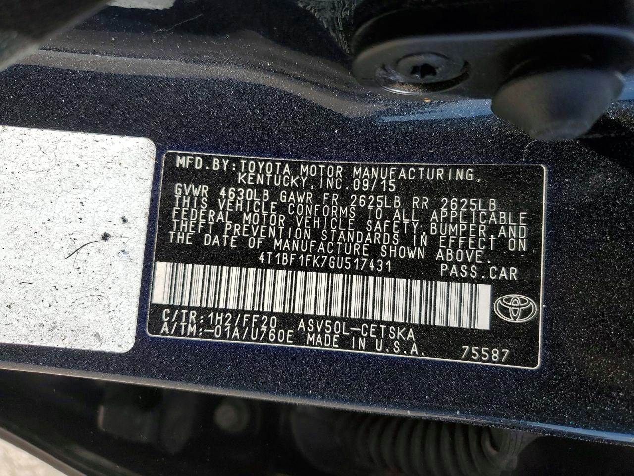 2016 TOYOTA CAMRY photo 13