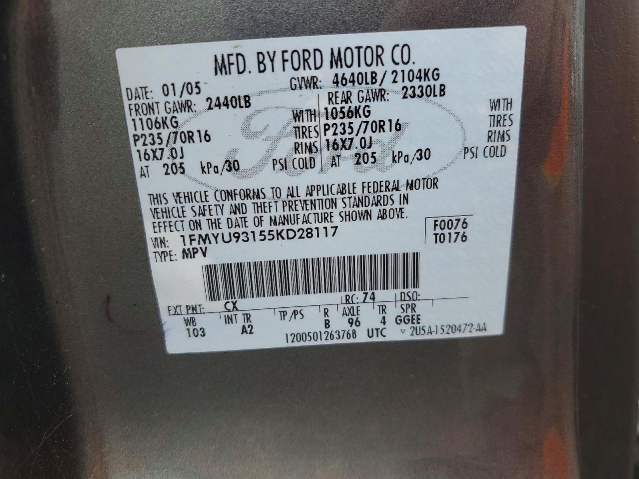 2005 FORD ESCAPE XLT photo 34