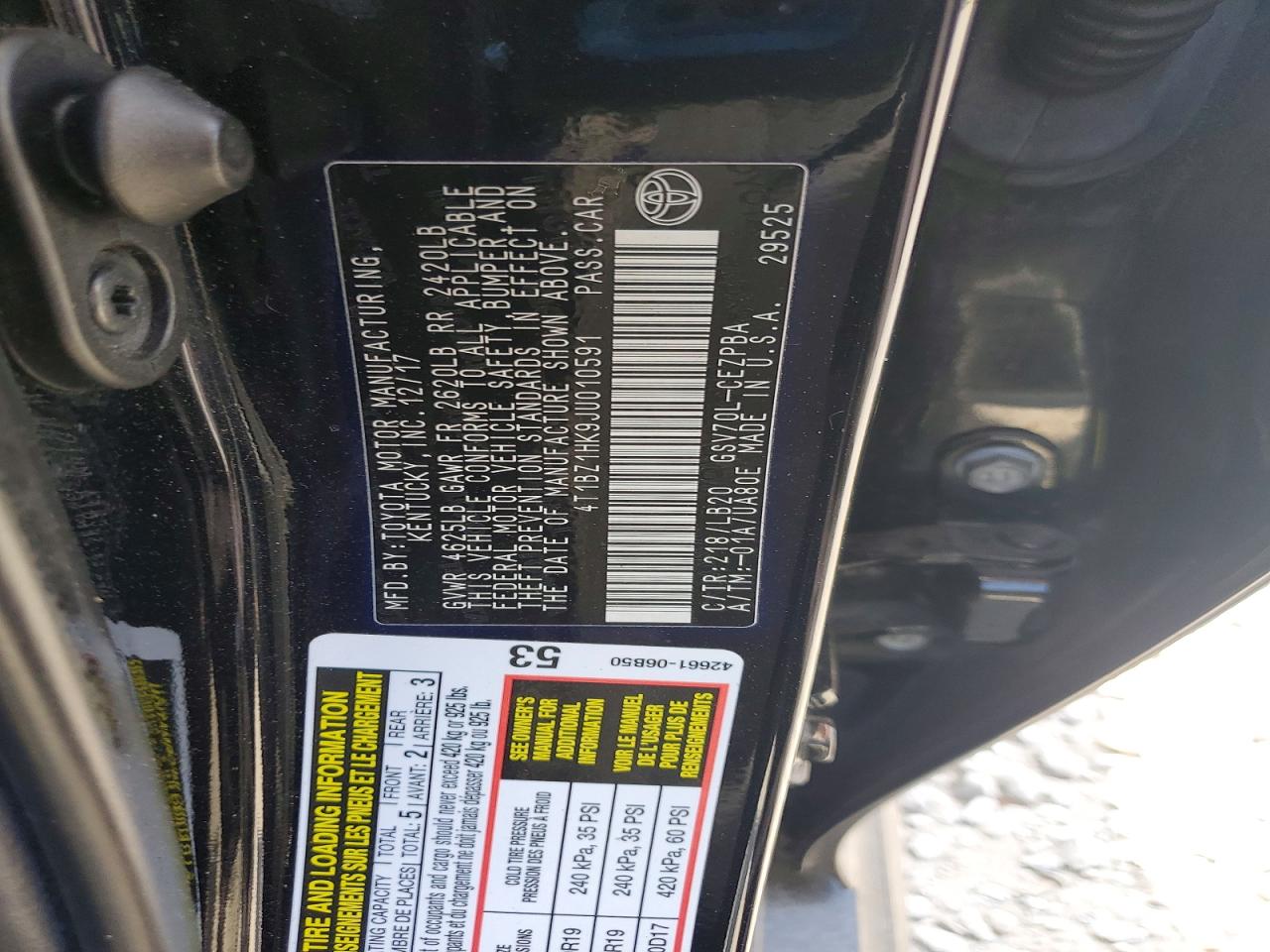 2018 TOYOTA CAMRY XSE V6 photo 12