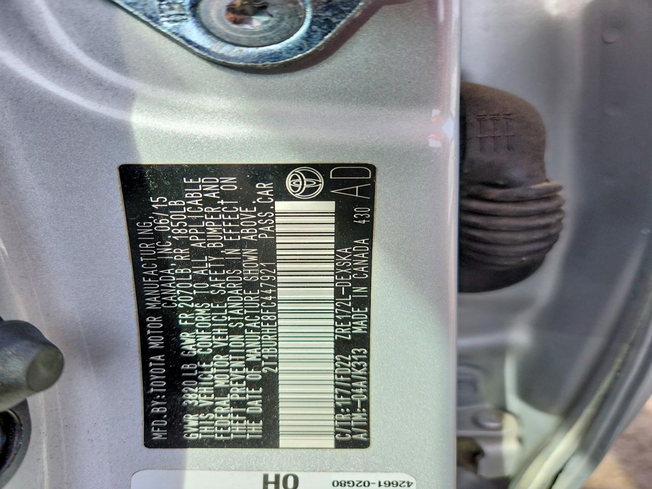 2015 TOYOTA COROLLA S PLUS photo 12