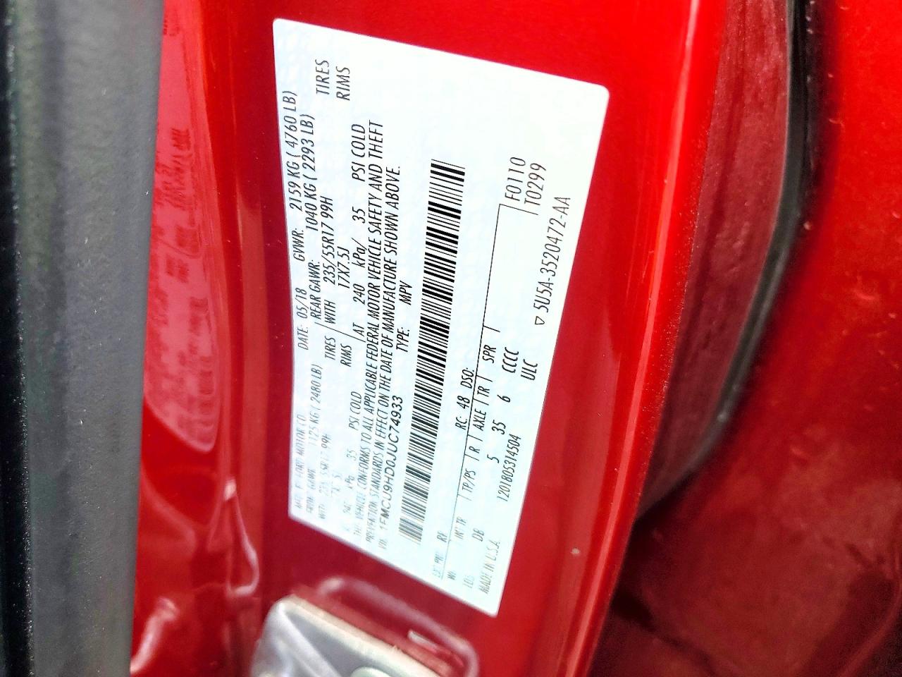 2018 FORD ESCAPE SEL photo 25