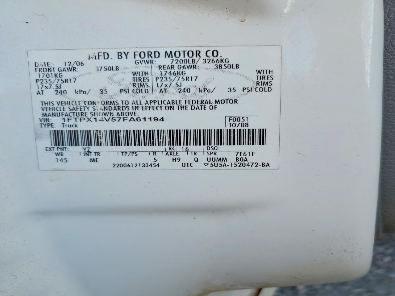 2007 FORD F150 photo 12