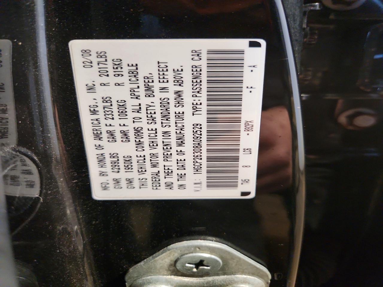 2008 HONDA ACCORD LX photo 23
