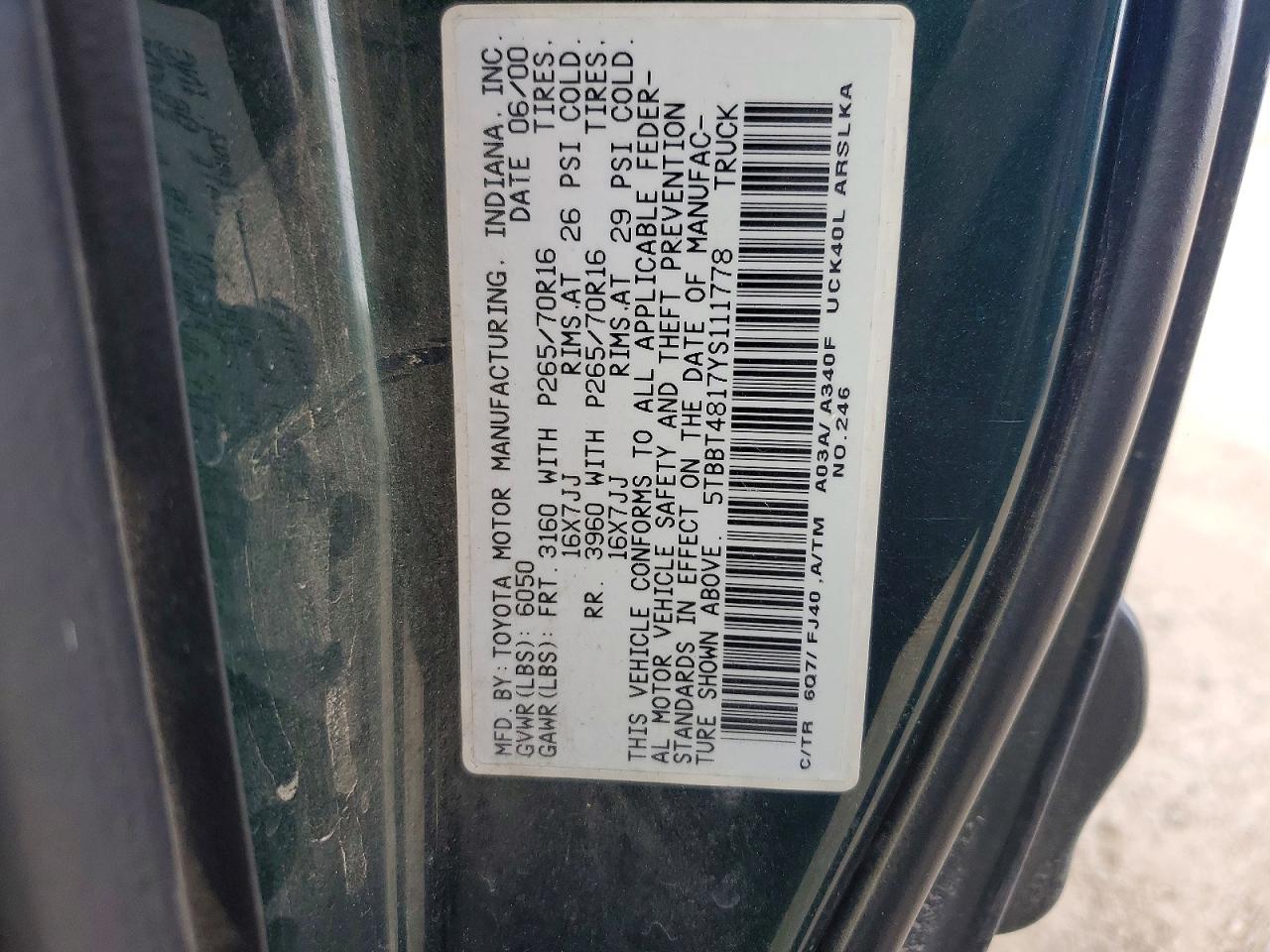 2000 TOYOTA TUNDRA LIMITED photo 12