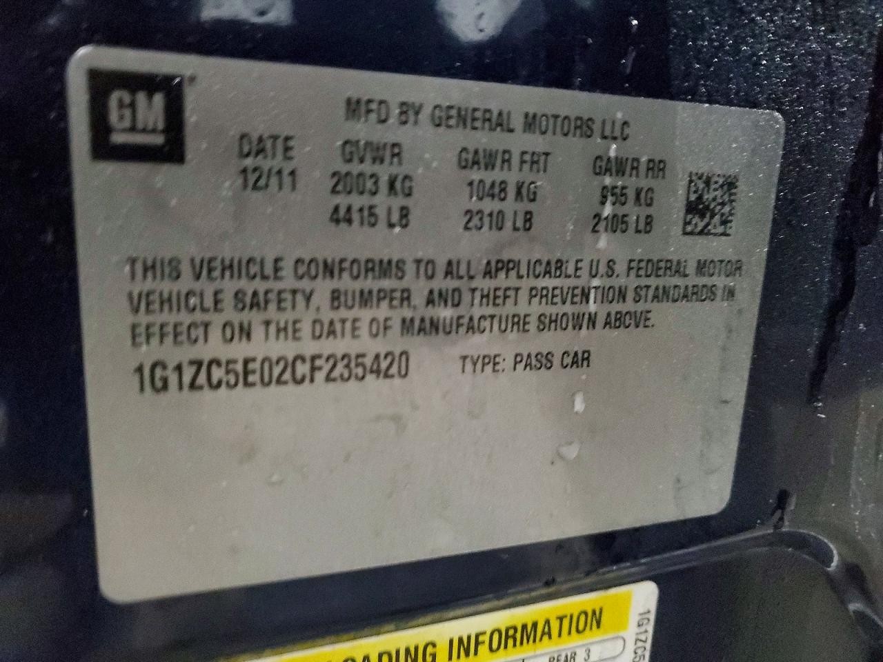 2012 CHEVROLET MALIBU 1LT photo 21
