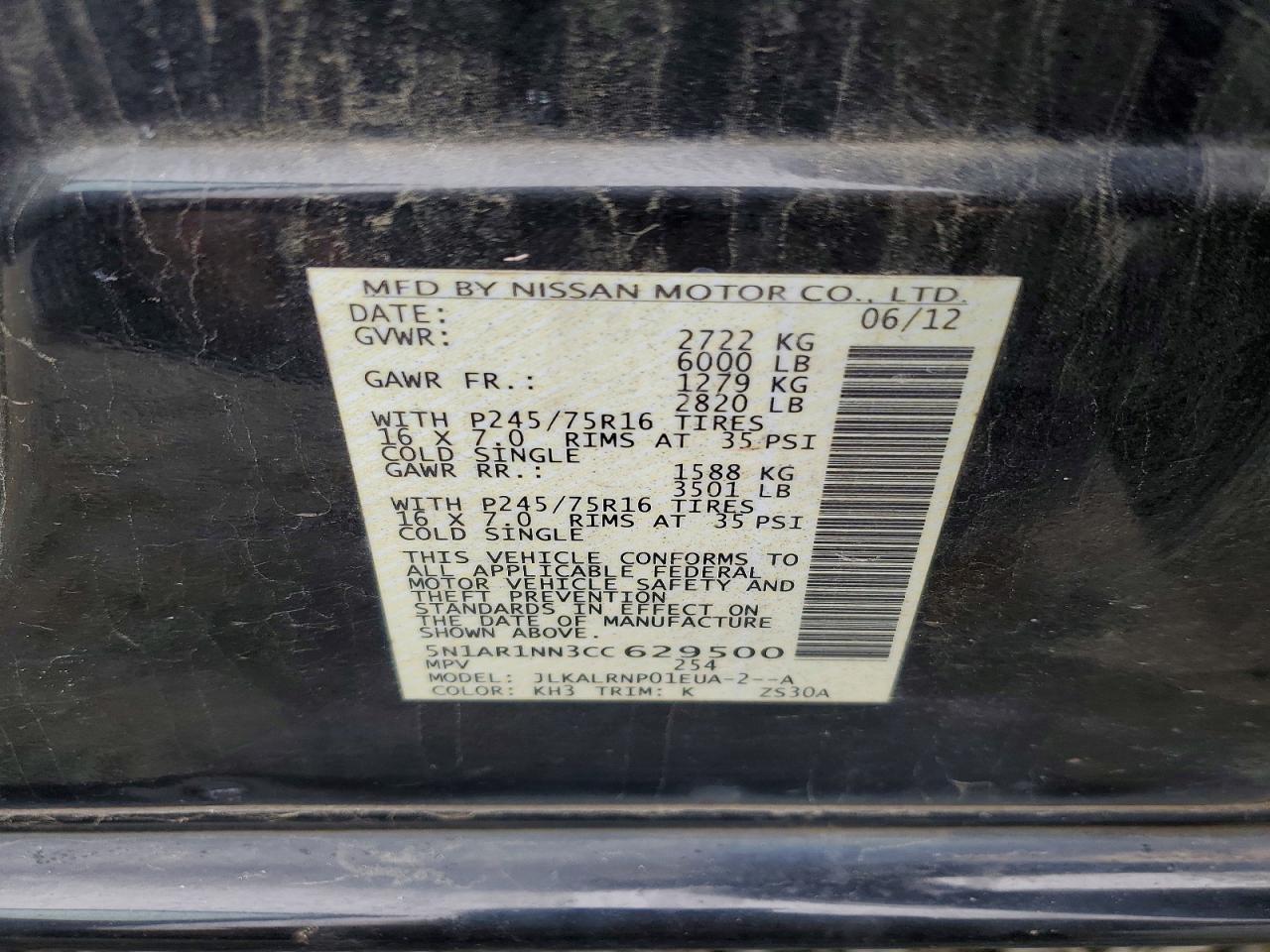 2012 NISSAN PATHFINDER S photo 37
