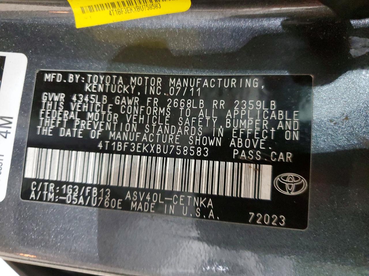 2011 TOYOTA CAMRY LE photo 23