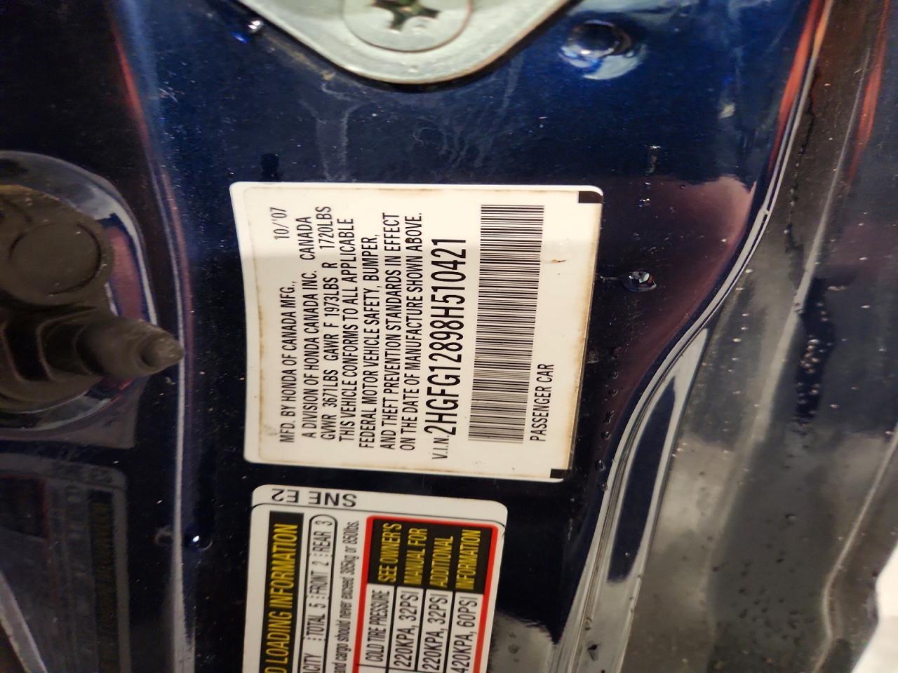 2008 HONDA CIVIC EXL photo 12
