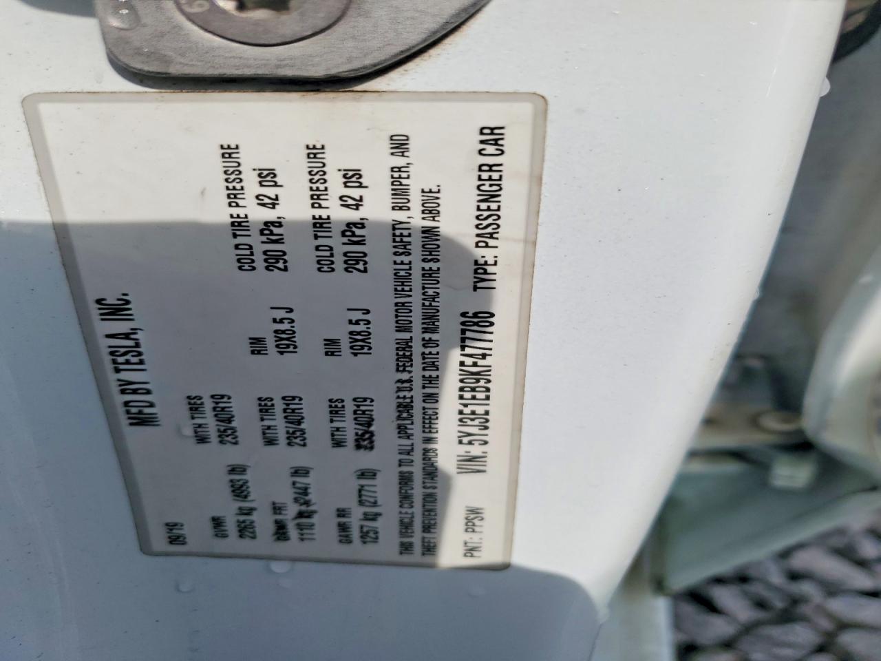 2019 TESLA MODEL 3 photo 12