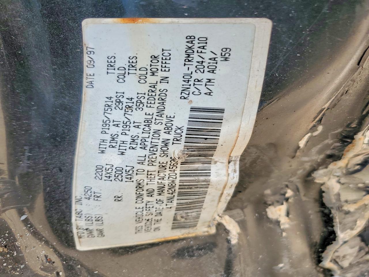 1998 TOYOTA TACOMA BASE photo 12
