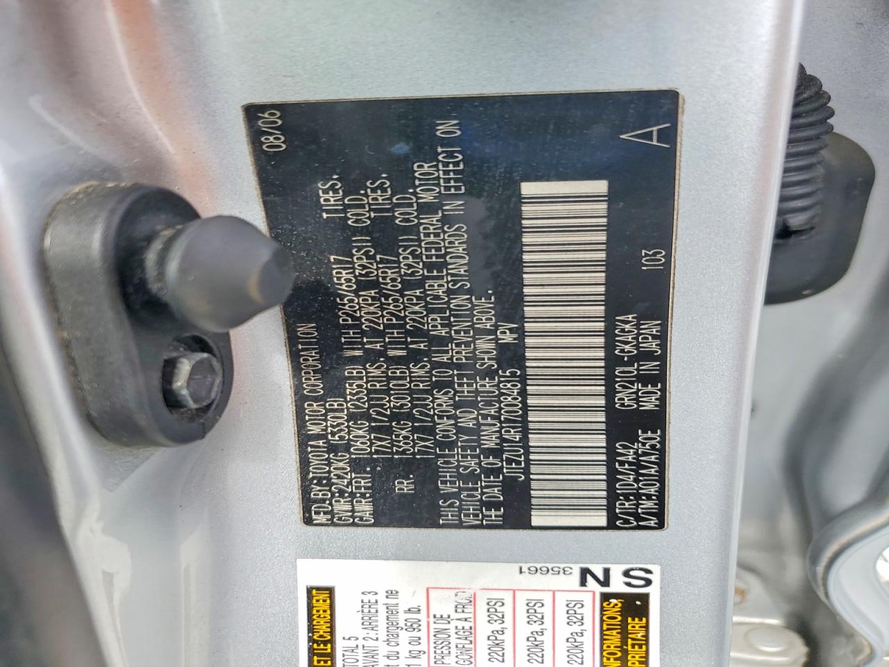 2007 TOYOTA 4RUNNER SR5 photo 25