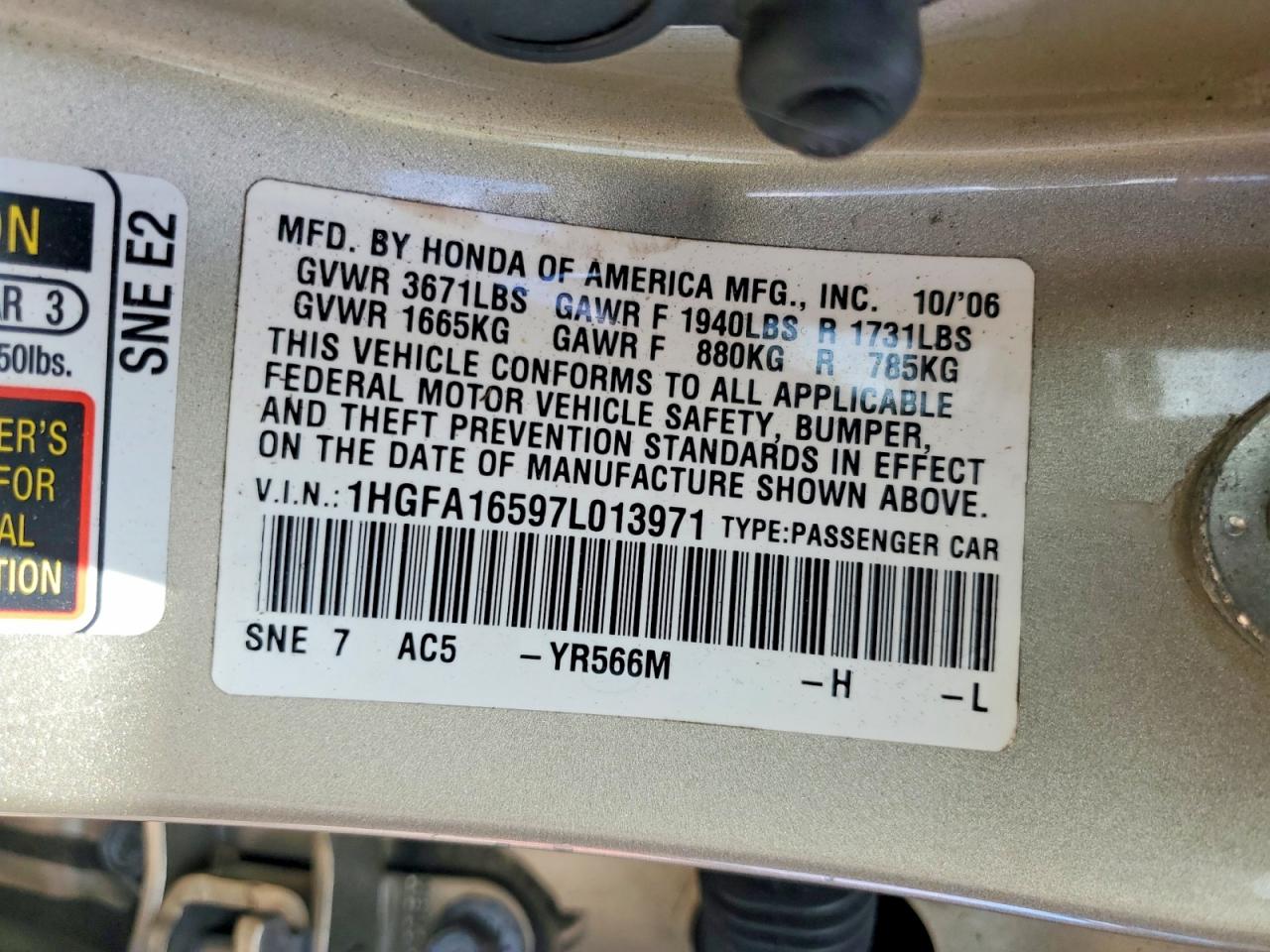 2007 HONDA CIVIC LX photo 34