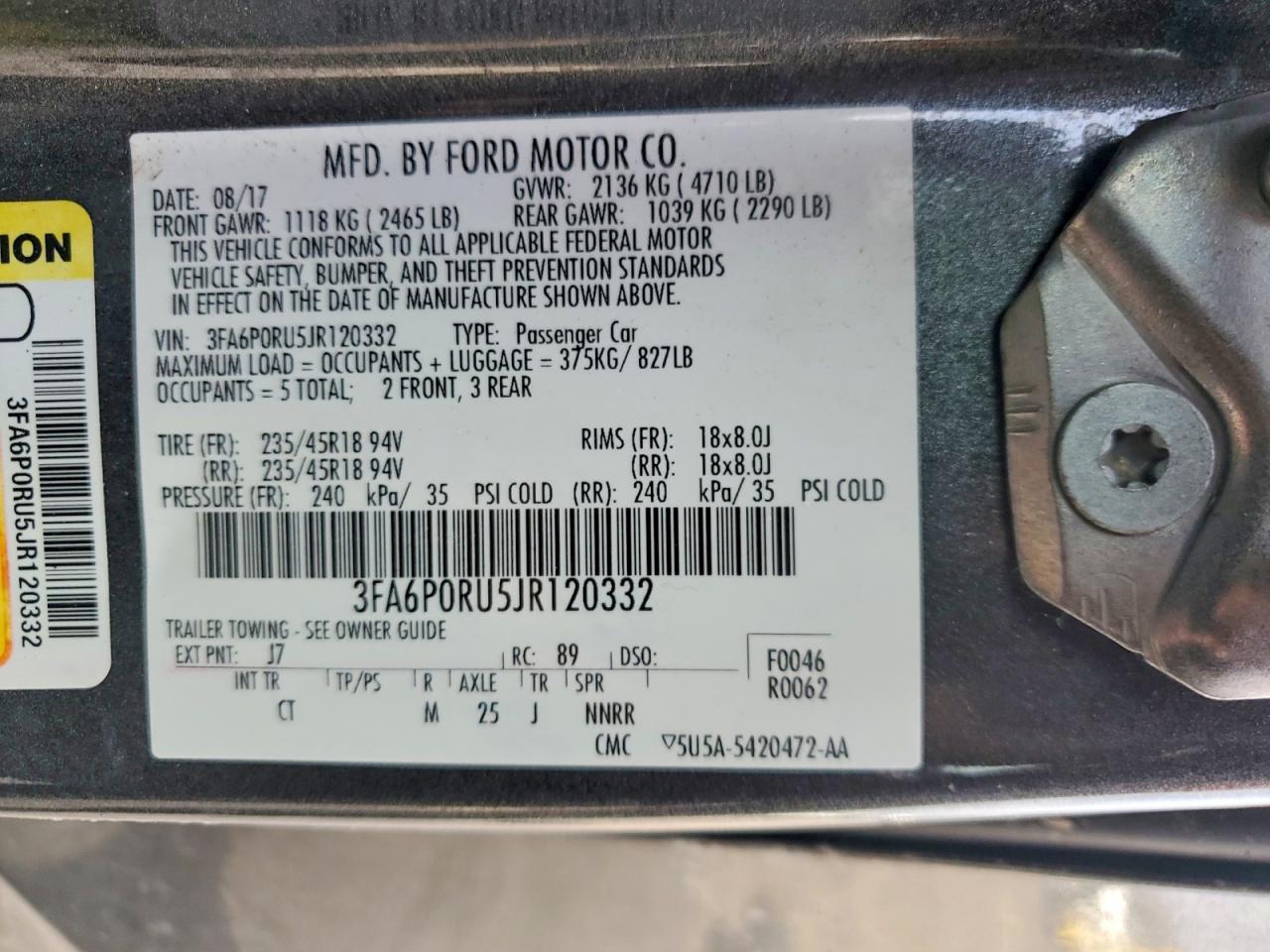 2018 FORD FUSION TITANIUM photo 12