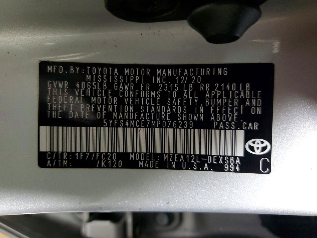 2021 TOYOTA COROLLA SE photo 12