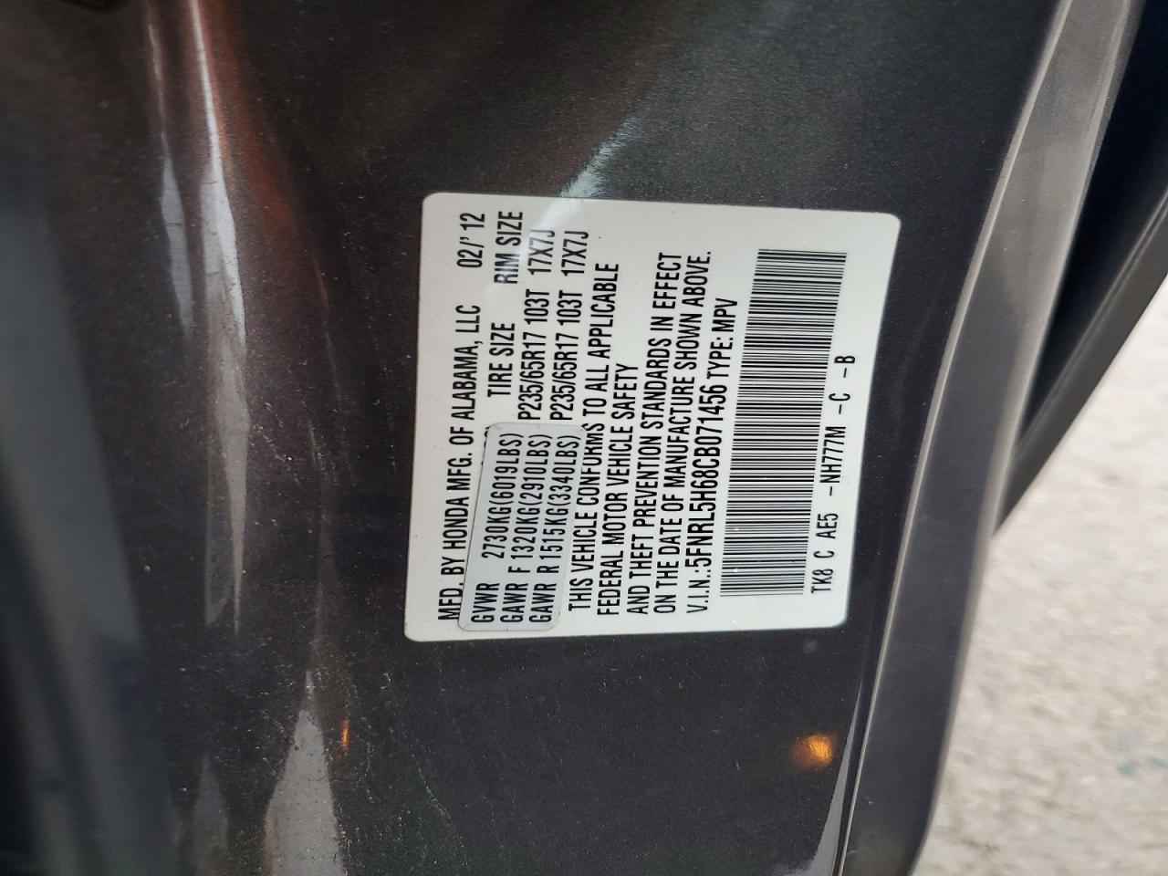2012 HONDA ODYSSEY EXL photo 37