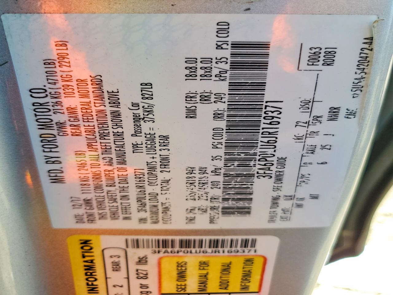 2018 FORD FUSION SE HYBRID photo 13