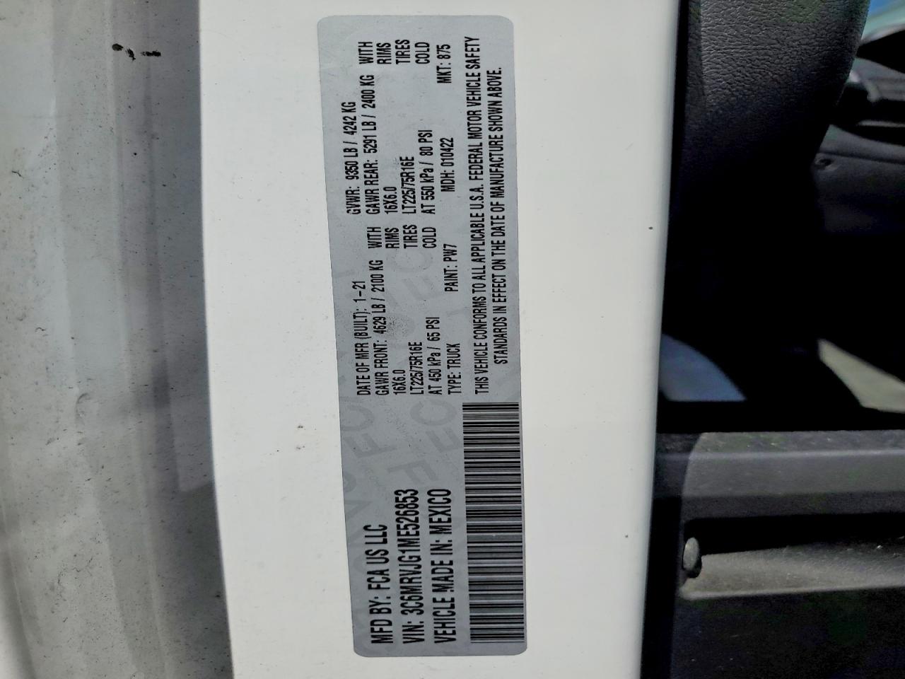 2021 RAM PROMASTER 3500 DELIVERY VAN photo 27