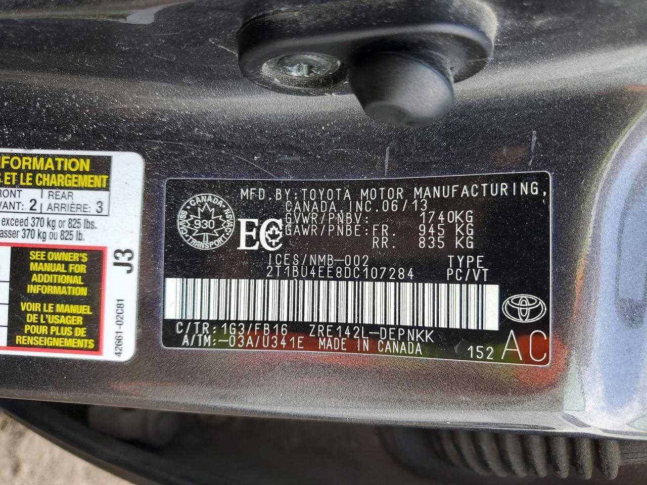 2013 TOYOTA COROLLA L photo 12