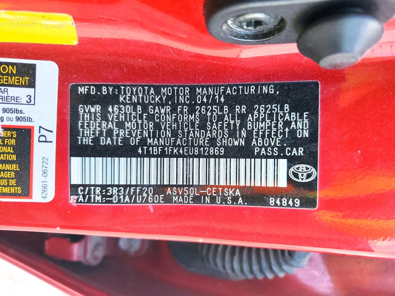 2014 TOYOTA CAMRY SE photo 13