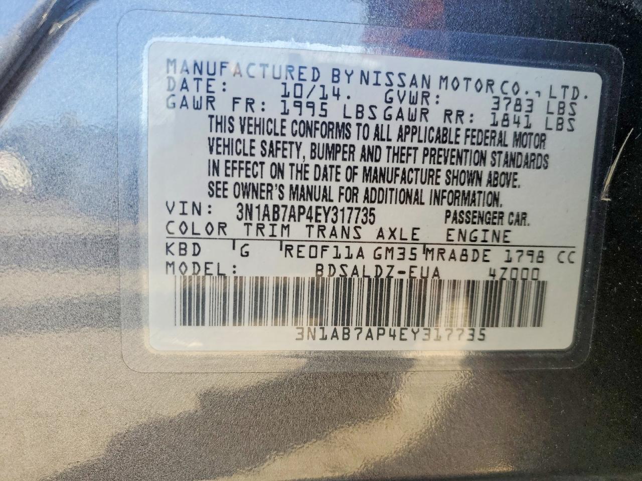 2014 NISSAN SENTRA SV photo 12