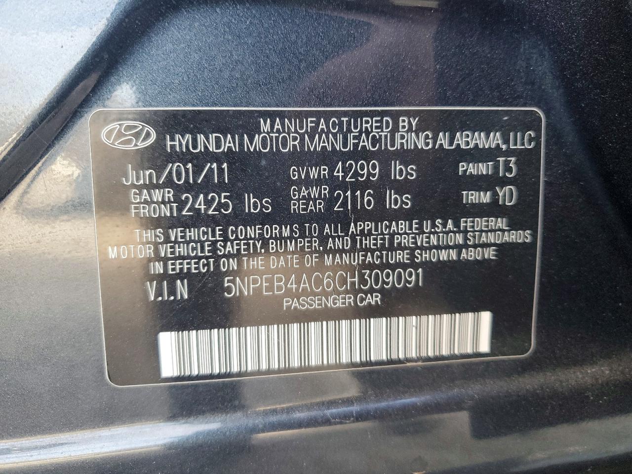 2012 HYUNDAI SONATA GLS photo 12