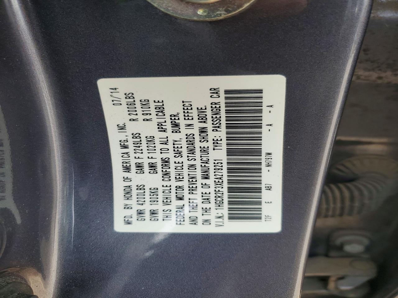 2014 HONDA ACCORD LX photo 12