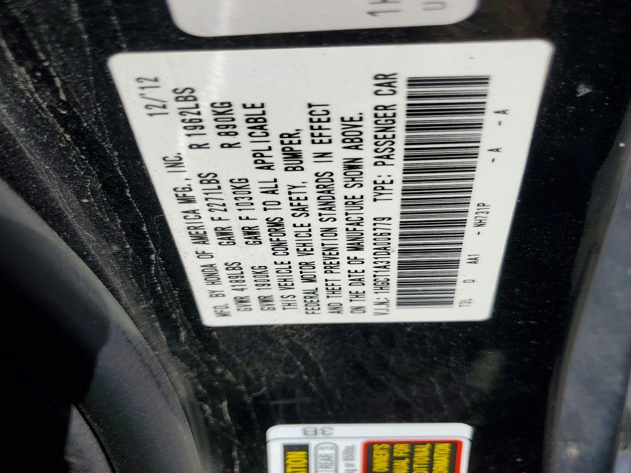 2013 HONDA ACCORD LX-S photo 12
