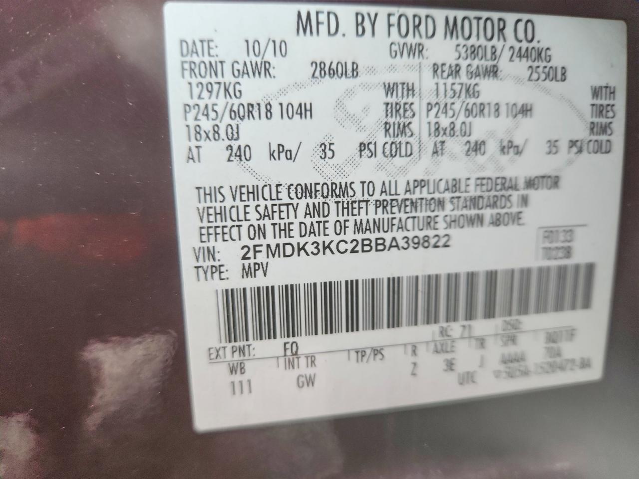 2011 FORD EDGE LIMITED photo 25