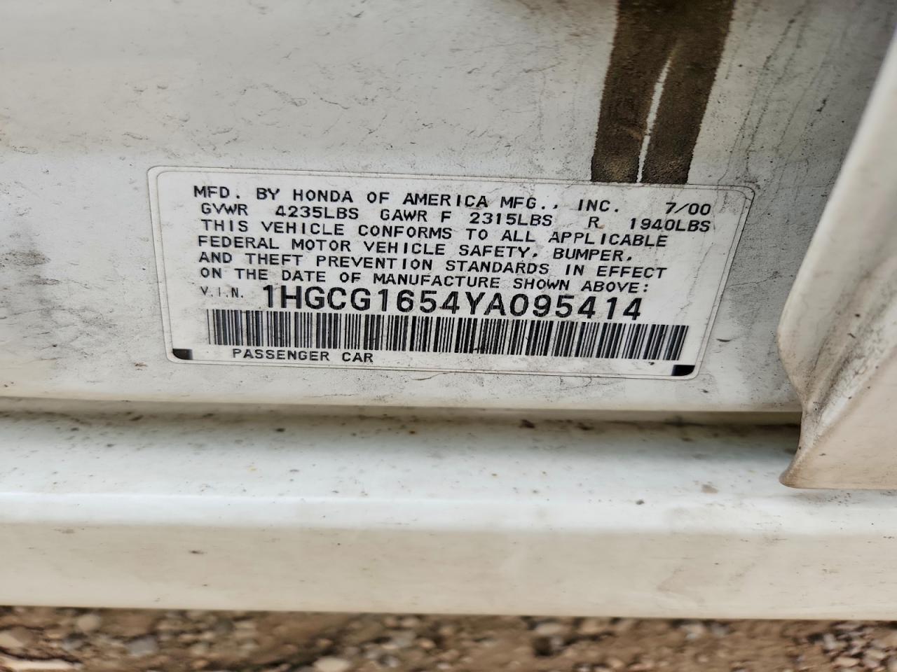 2000 HONDA ACCORD EX photo 23