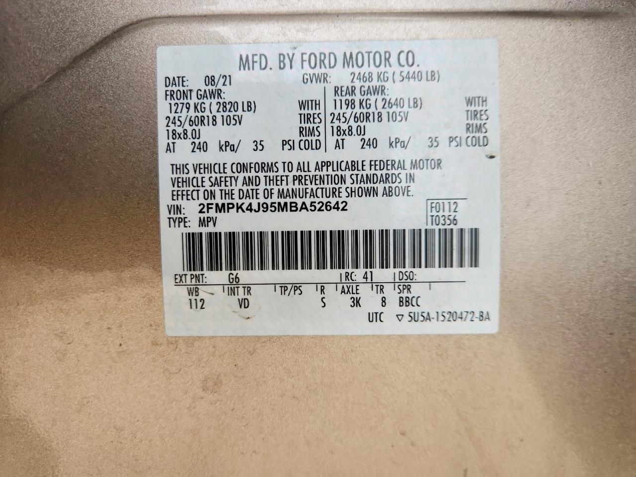 2021 FORD EDGE SEL photo 14