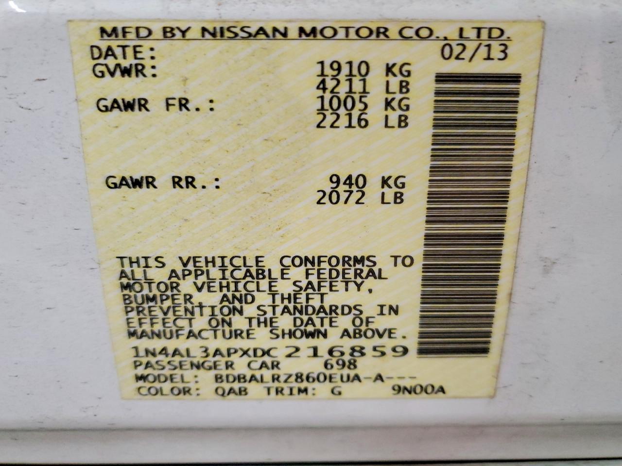 2013 NISSAN ALTIMA 2.5 photo 12
