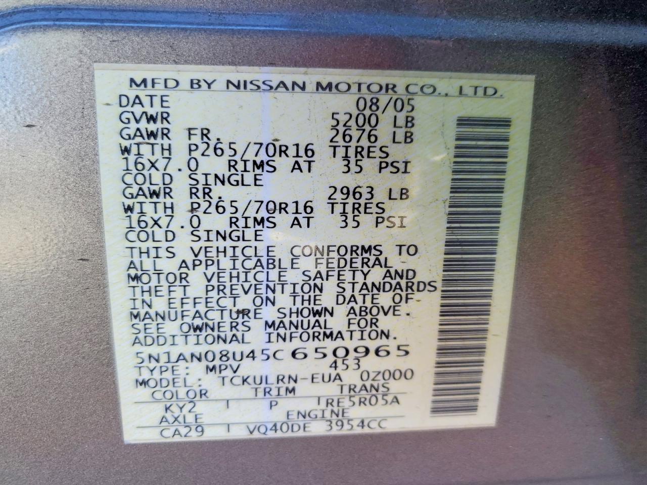 2005 NISSAN XTERRA S photo 25