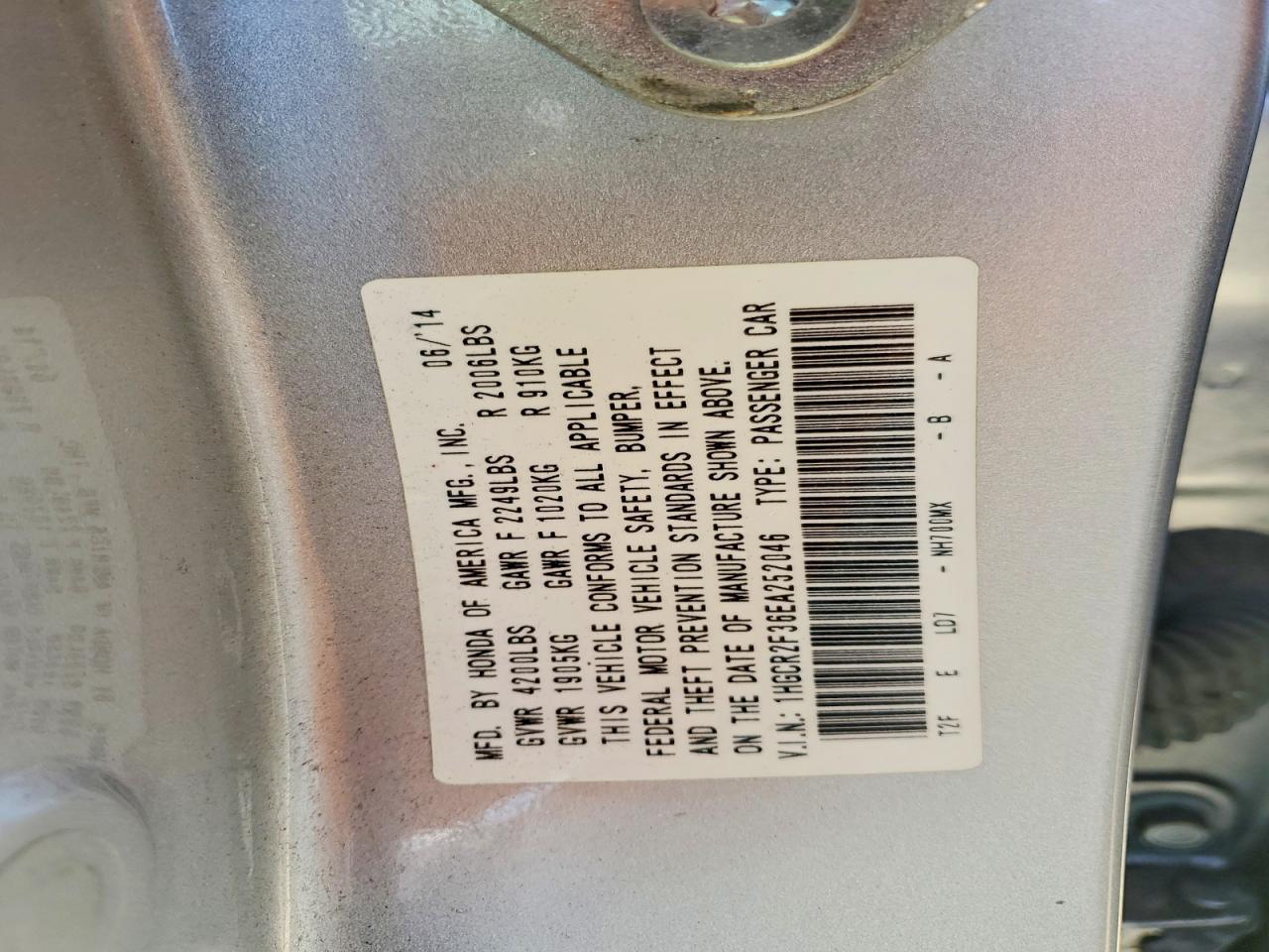 2014 HONDA ACCORD LX photo 23