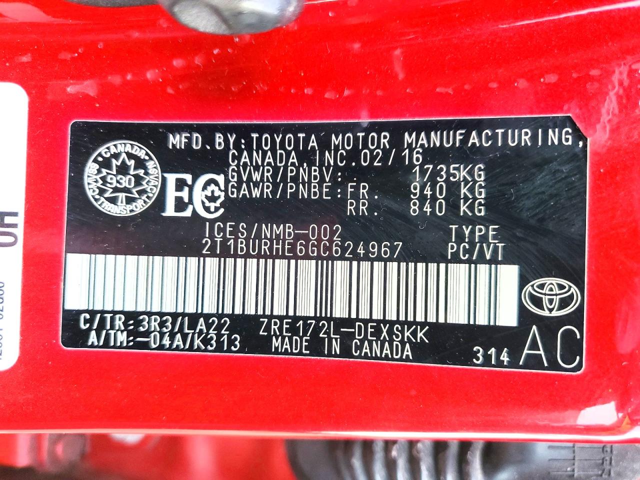 2016 TOYOTA COROLA photo 23