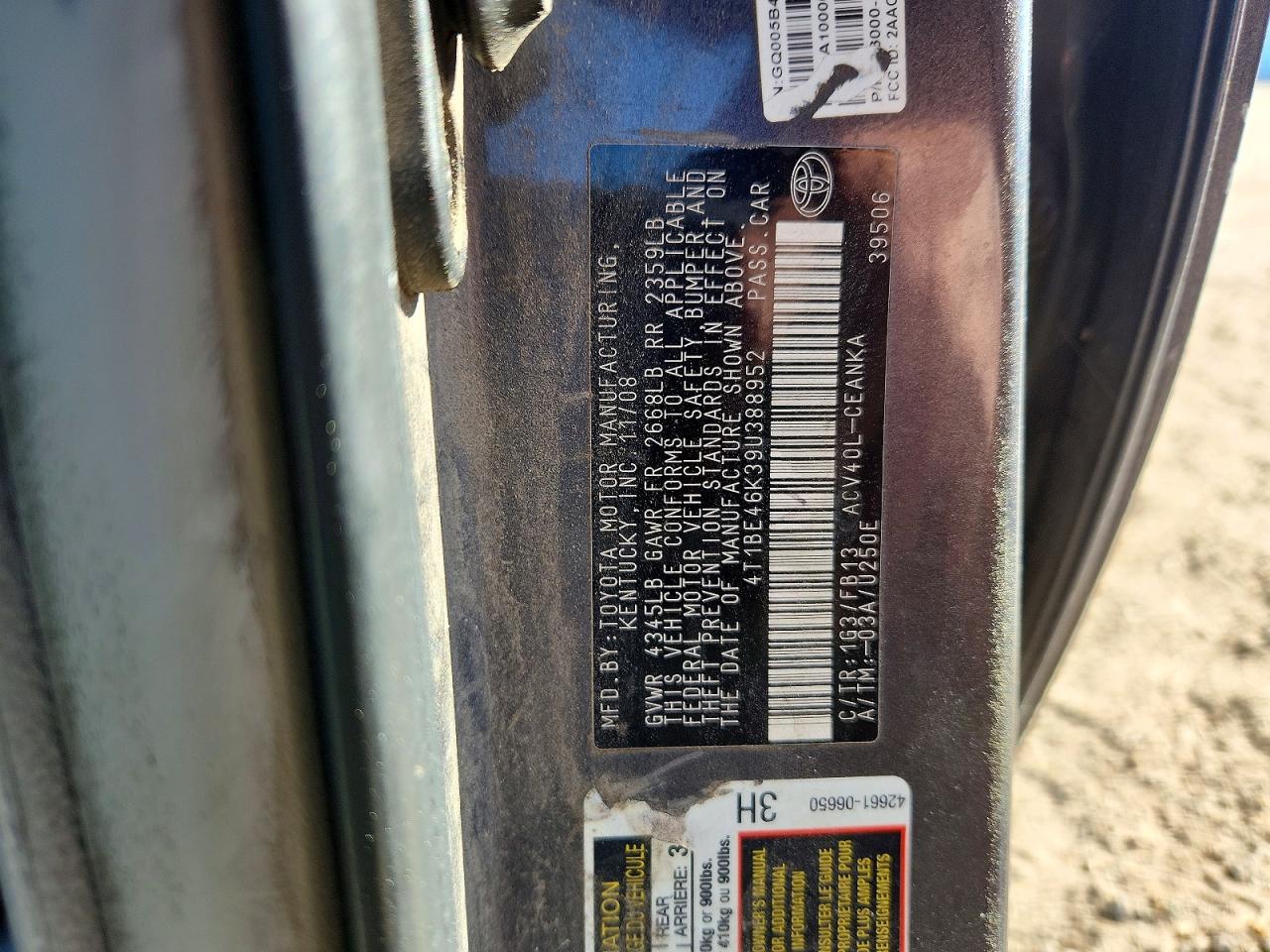 2009 TOYOTA CAMRY LE photo 13