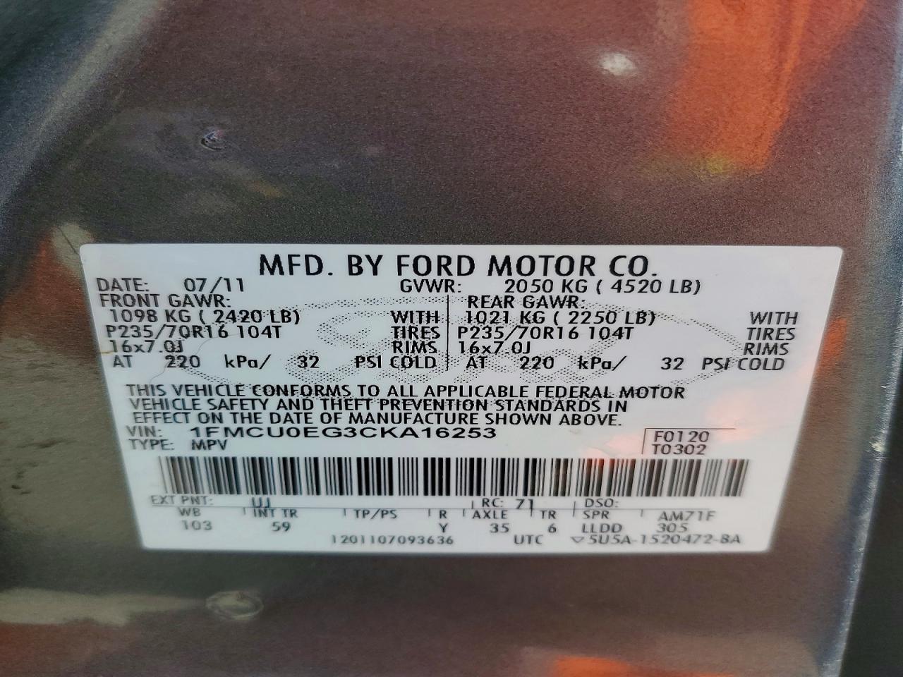 2012 FORD ESCAPE LIMITED photo 25