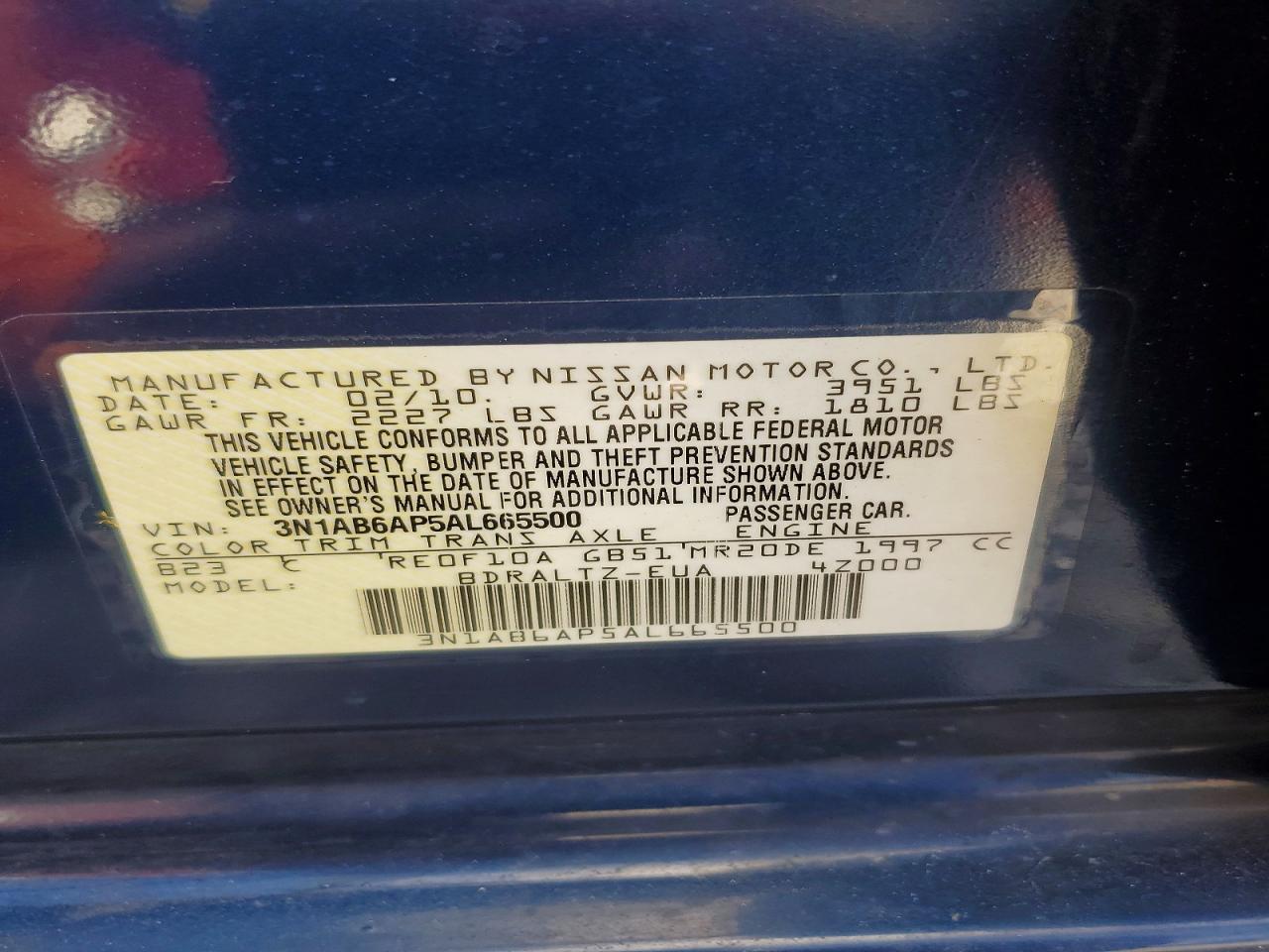 2010 NISSAN SENTRA 2.0 photo 12