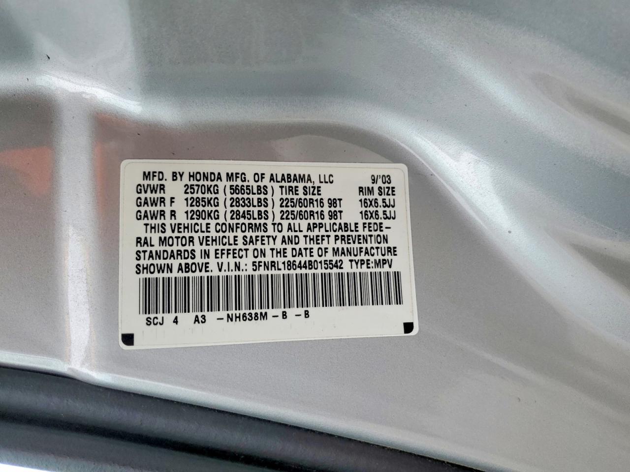 2004 HONDA ODYSSEY EX photo 25