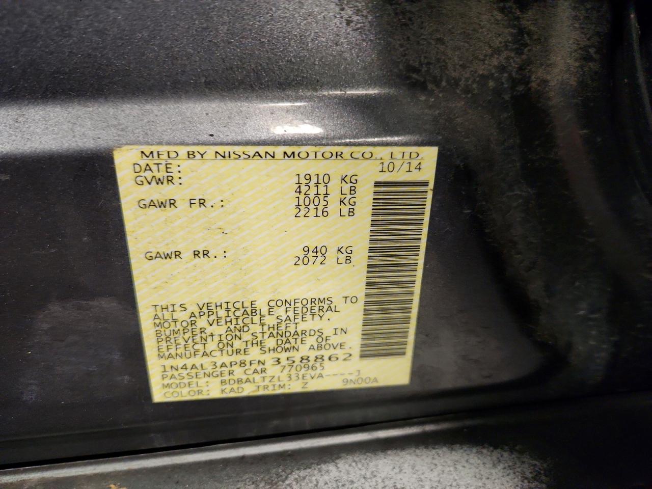 2015 NISSAN ALTIMA 2.5 SL photo 34