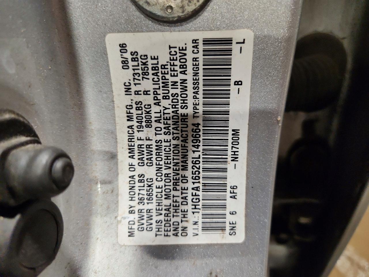 2006 HONDA CIVIC LX photo 23