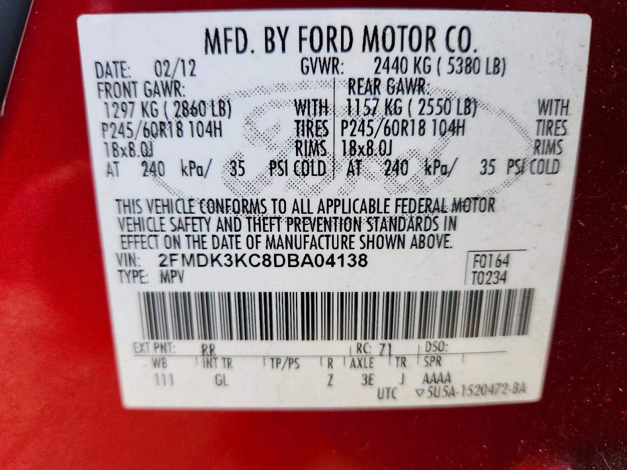 2013 FORD EDGE LIMITED photo 14
